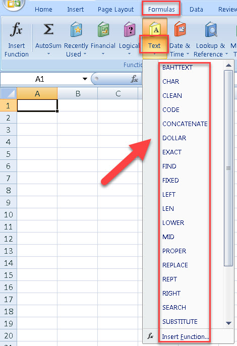 excel text fuction