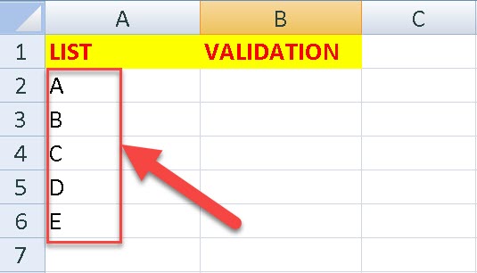 Data Validation List