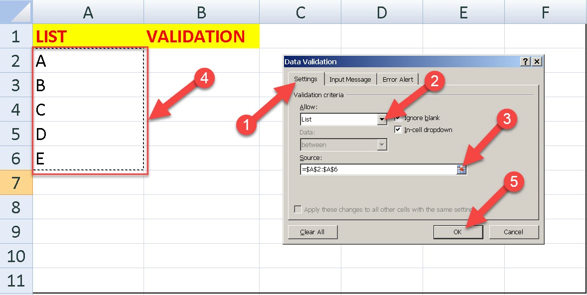 Data Validation List