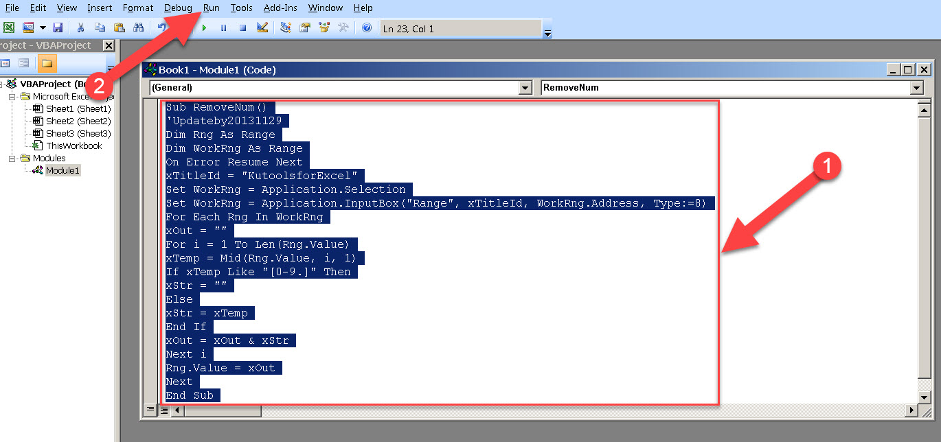 Remove Numeric Macro