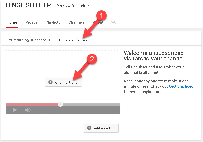 Youtube Channel Me Video Trailer Kaise Add Kare
