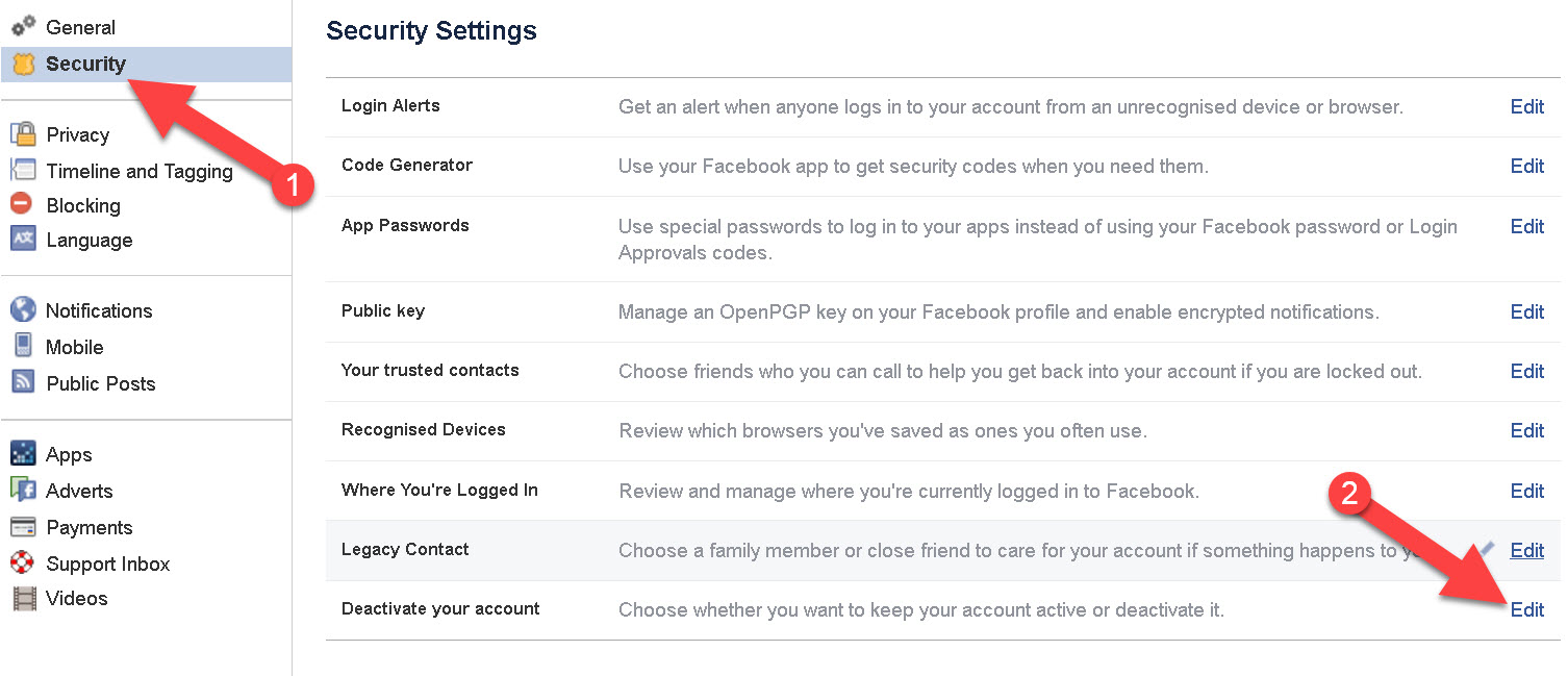 Facebook Account Deactivate
