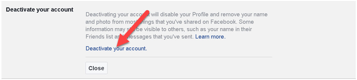 Facebook Account Deactivate