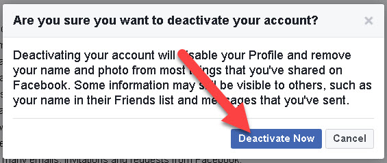 Facebook Account Deactivate