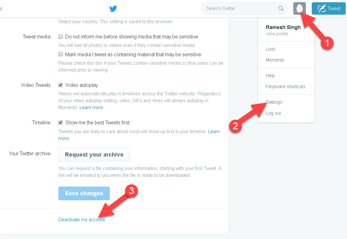Twitter Account Deactivate
