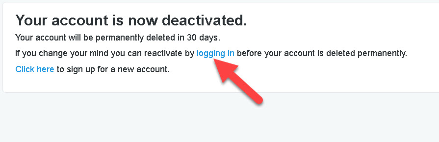 Twitter Account Deactivate
