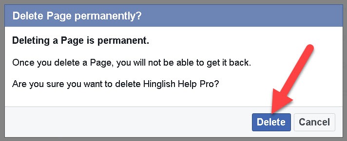 Facebook Page delete