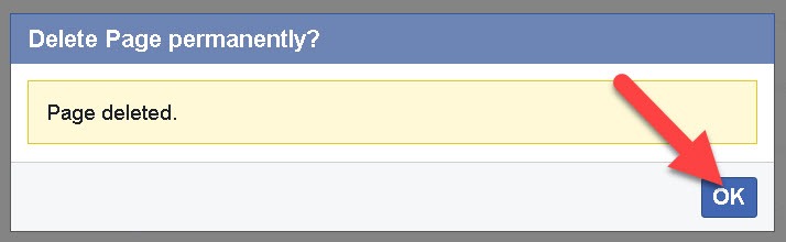 Facebook Page delete