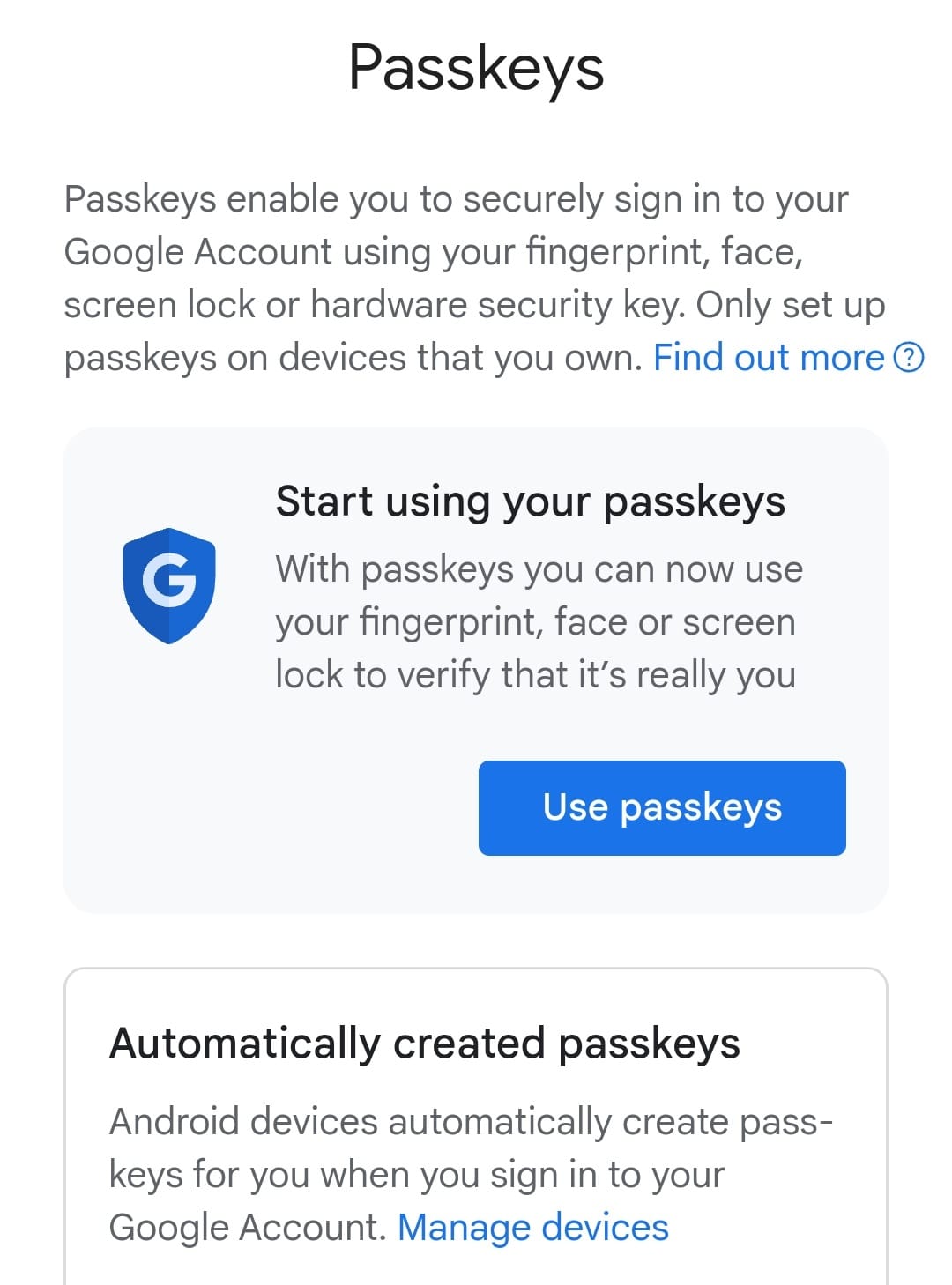 google passkeys